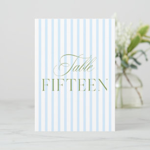 Convite Elegante Sage Green & Blue Wedding 15 Table Number