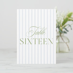 Convite Elegante Sage Green & Blue Wedding 16 Table Number