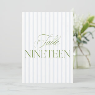 Convite Elegante Sage Green & Blue Wedding 19 Table Number
