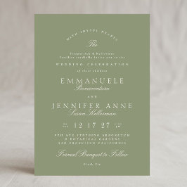 Convite Elegante Sage Green Calliografia Formal O Casament