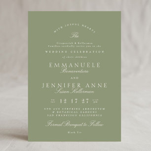 Convite Elegante Sage Green Calliografia Formal O Casament