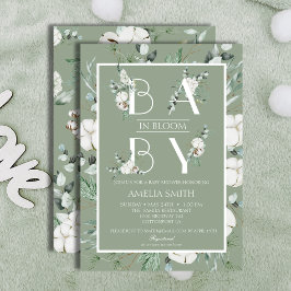 Convite Elegante Sage Green Floral Baby in Bloom