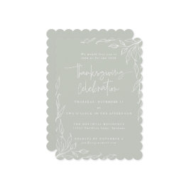 Convite Elegante Sage Green Leaf Motif Ação de Graças