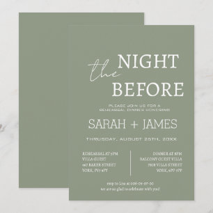 Convite Elegante Sage Green the Night Antes do Casamento J