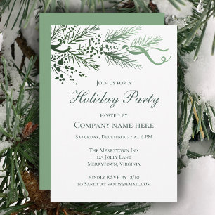 Convite Elegante Sage Greenery Business Holiday Party