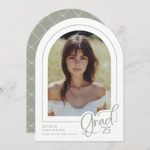 Convite Elegante Sage Simple Arch Photo 2025 Formando