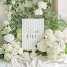 Elegante Sage Verde e Blue Bridal Table Number