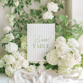 Convite Elegante Sage Verde e Blue Bridal Table Number