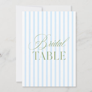 Convite Elegante Sage Verde e Blue Bridal Table Number