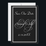 Convite Elegante Salve A Data Casamento Monograma<br><div class="desc">As Iniciais De Um Monograma Elegante Salvem O Convite De Anúncio De Data. Preto e Branco. Personalize com os nomes/iniciais da noiva e do noivo e a data do casamento. Você pode personalizar a(s) fonte(s) com o botão EDIT para corresponder exatamente às suas cores. Vem com envelopes brancos de vazio....</div>