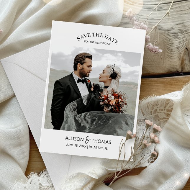 Convite Elegante Salve a Data Casamento Negro (Capture elegance with our stylish Save the Date, setting the tone for your unforgettable day!)