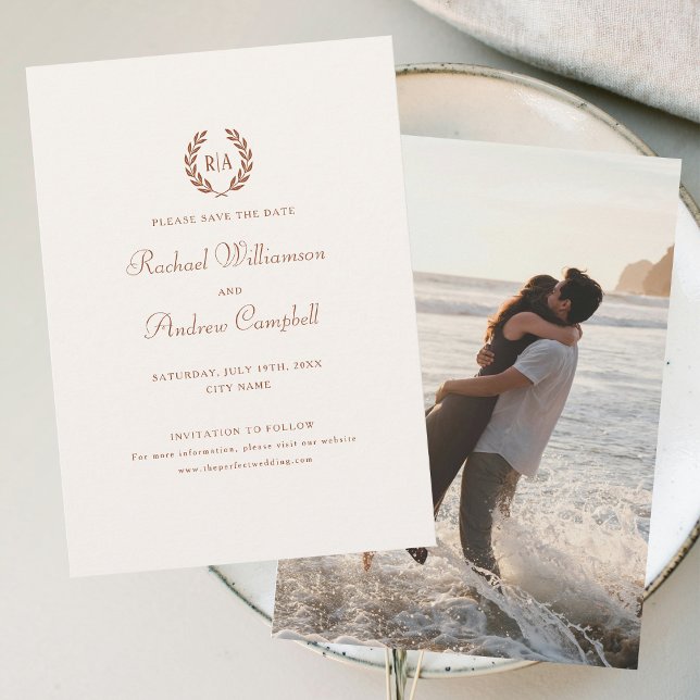 Convite Elegante Salve a placa de data queimada em laranja (Criador carregado)