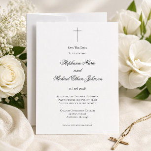 Convite Elegante Salve o Dia Cristão Cruz Igreja