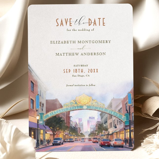 Convite Elegante San Diego, California Save-the-Date (Criador carregado)