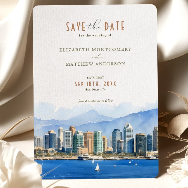 Convite Elegante San Diego, California Save-the-Date (Criador carregado)