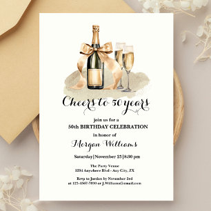 Convite Elegante Saúde a 50 Anos de Champanhe 50. º Aniver