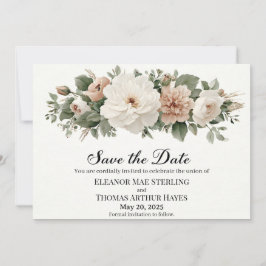 Convite Elegante "Save the Date" com Aquarelas Românticas