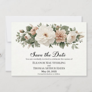 Convite Elegante "Save the Date" com Aquarelas Românticas