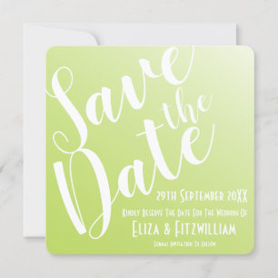 Convite Elegante Save The Date com Gradiente em Verde Lima