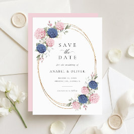 Convite Elegante Save the Date de Casamento com Hortênsias