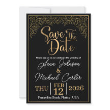 Elegante Save the Date de Casamento na Praia Preto
