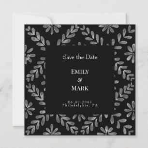 Convite Elegante Save the Date de Casamento Preto e Branco