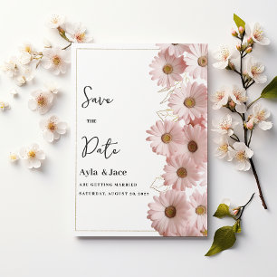Convite Elegante Save the Date floral de margarida rosa do
