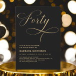Convite Elegante Script 40 Black Dourado aniversário de 40<br><div class="desc">Marque um marco fabuloso com este Dourado Convite para aniversário de 40 anos do Script Elegante 40 Black. Apresentando tons refinados de preto e ouro, esse convite expele sofisticação e encanto. A escrita elegante acrescenta um toque pessoal, fazer a escolha perfeita para celebrar um aniversário de 40 anos de estilo...</div>