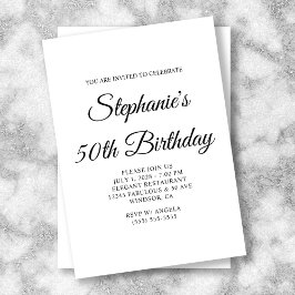 Convite Elegante Script 50th Birthday