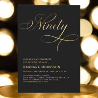 Elegante Script 99 Black Dourado 90 Birthday