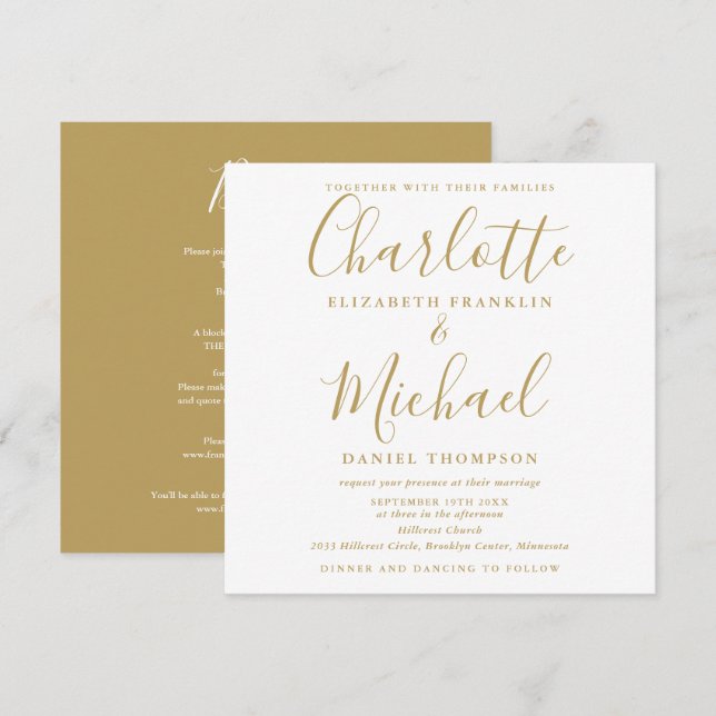 Convite Elegante Script All In One Casamento Assinatura Do (Frente/Verso)