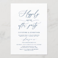 Elegante Script, Azul Marinho, Casamento Fugitivo