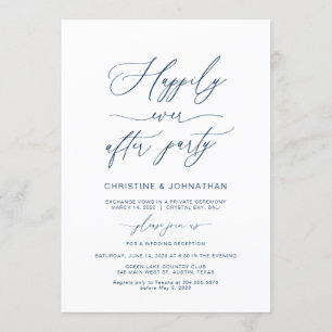 Convite Elegante Script, Azul Marinho, Casamento Furtivo
