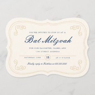 Convite Elegante Script Bat Mitzvah