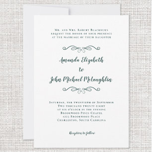 Convite Elegante Script Chic Formal Casamento Verde Esmera