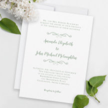 Elegante Script Classic Wedding Sage Green White I