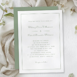 Convite Elegante Script Clássico Sage Green Formal Casamen