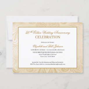 Convite Elegante Script de Aniversário de 50 anos de Casam