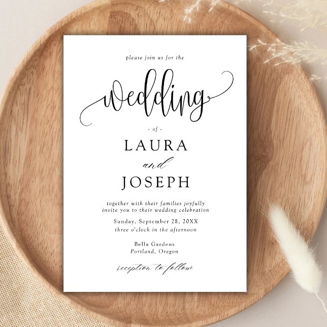 Convite Elegante Script de Caligrafia Clássica para Casame (Elegant classic calligraphy script invitation brings refined romance to your wedding announcement)