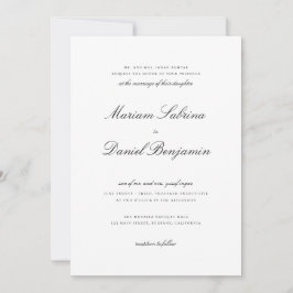 Convite Elegante Script de Caligrafia Preto e Branco Casam