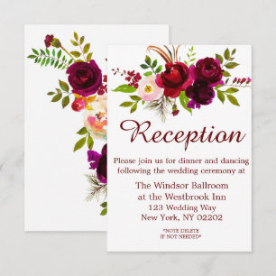 Convite Elegante Script Floral Borgonha