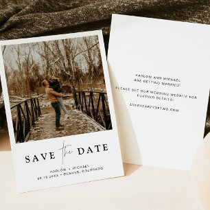 Convite Elegante Script Foto Save the Date
