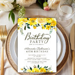 Convite Elegante Script Yellow Rose Floral 60th Birthday<br><div class="desc">Rosa floral moderno elegante convites de festas de aniversários de cor aquosa amarela-chica floral 60º (ou qualquer idade). Celebre em estilo com nossa elegância 60 convites de festas de aniversários, com um belo design floral amarelo de aquarela. Esse convite sofisticado mostra na moda caligrafia e tipografia com um arranjo charmoso...</div>