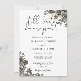 Convite Elegante Scripta Rosa Floral Casamento Gótico