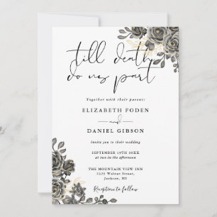 Convite Elegante Scripta Rosa Floral Casamento Gótico