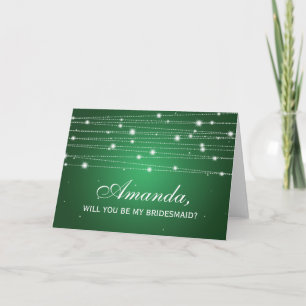 Convite Elegante Seja Minha Bridesmaid Linhas Espumantes E