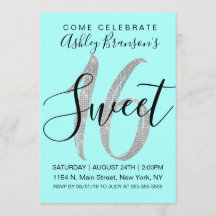 Elegante Sequência de Prata Teal Doce 16