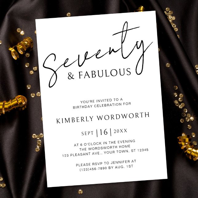 Convite Elegante Setenta e Fabuloso Script Aniversário de  (Criador carregado)