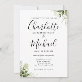 Convite Elegante Signature Script Greenery deixa casamento