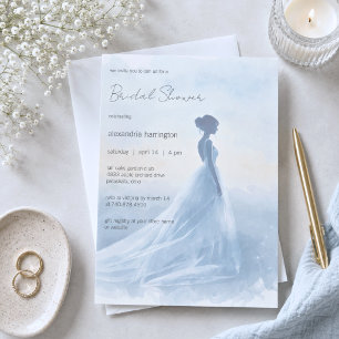 Convite Elegante Silhueta de Noiva Chá de Noiva